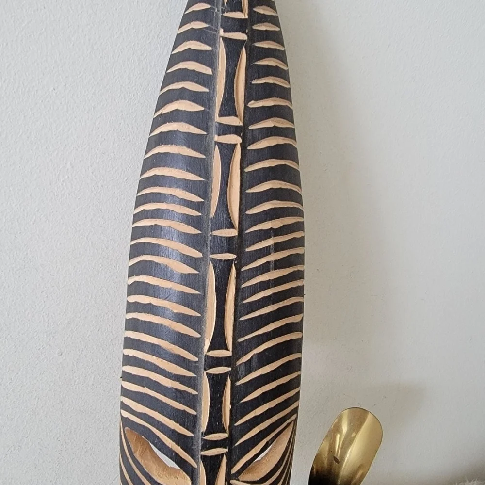 Boho Tiki wood decor wall art hanging Tribal Decor